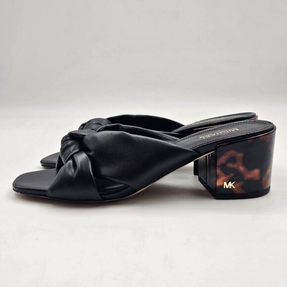 MICHAEL Michael Kors Josie Slip-On Knotted Sandals Block Heel Black Women's 6M - Picture 6 of 13